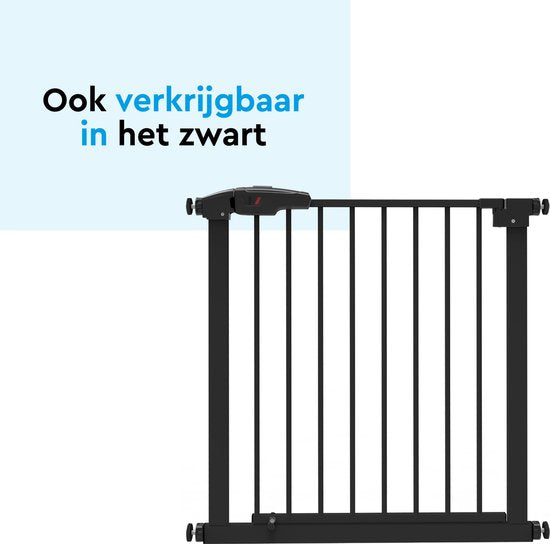 BRASQ Treppengitter ohne Bohren - Sicherheitstor - Kindertor mit Verlängerung 75 bis 93 cm - Ausziehbar - Klemmbefestigung - Metall - Hundetor - Weiß