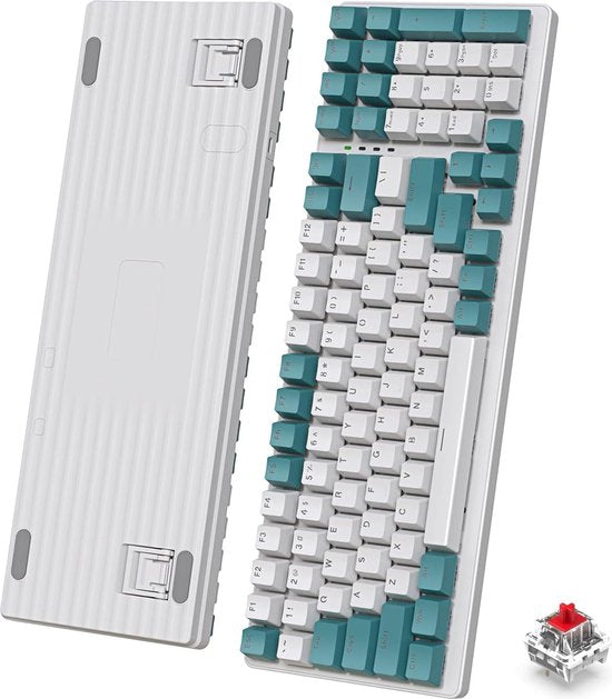 Fuegobird K3 Mechanische Gaming-Tastatur - 100Tasten - Roter Schalter - QWERTY - Mechanische RGB-Hintergrundbeleuchtung - Weiß/Grün