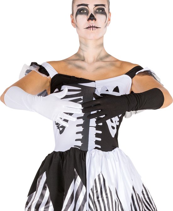Dressforfun Faschingskostüm Schwarz-Weiß-Skelett – Damen – Größe M