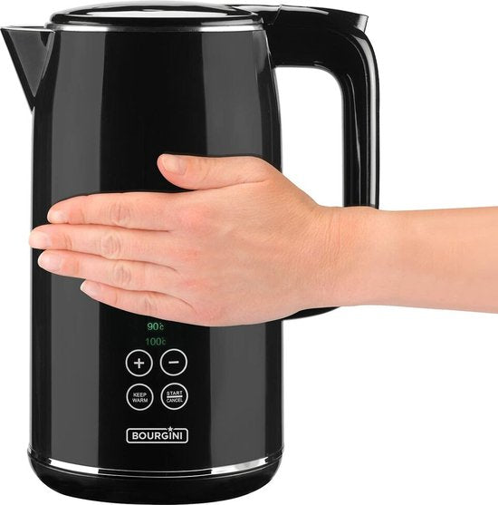 Bourgini Digitaler Wasserkocher Cool Touch - 1.7L - Schwarz