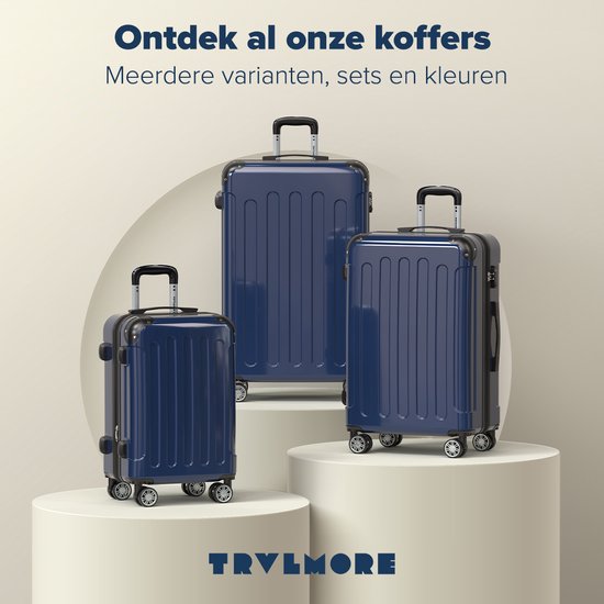 TRVLMORE - Kofferset - 3 Stück - 45L Handgepäck + 75L und 115L geräumiges Gepäck - TSA Schloss - Leichtgewicht - Reisekofferset - Dunkelblau