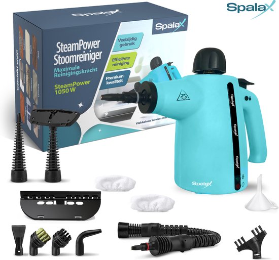 Spalax 14-in-1 Dampfreiniger - 3,5 Bar Handdampfreiniger - Fleckenreiniger - Dampfreinigung von Boden, Sofa, Teppich und Kleidung - Handdampfer - Teppichreiniger - 1050W - 350 ML