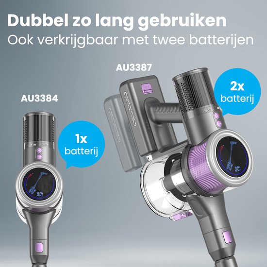 Auronic Stick Staubsauger - Kabellos - Standstaubsauger - Ohne Beutel - 350W - Staubsauger - Grau/Lila