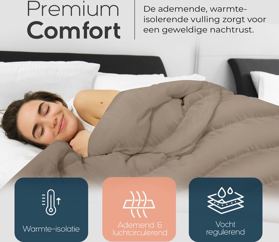 Sleeptime 2 in 1 Bettdecke - Bettdecke ohne Bezug Inklusive Kissenbezüge - 200x200 - Taupe