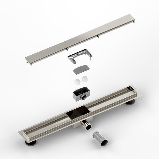 Duschrinne - 70cm - Fliesenrost - Edelstahl - Mit Flansch