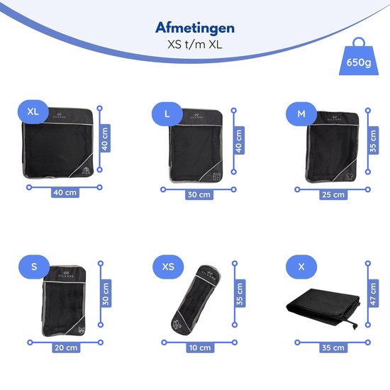Hilvard - Packwürfel Set - 6 Stück - Gepäckorganizer - Kleiderorganizer - Reisewürfel - Kompressionswürfel - Schwarz
