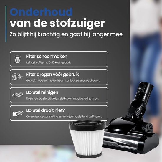 Saaf G90 Stick Staubsauger - 250W - Stick Staubsauger Cordless - Bagless Staubsauger - 7-teiliges Set mit biegbarem Griff - 30kPa - Dustbuster - Schwarz