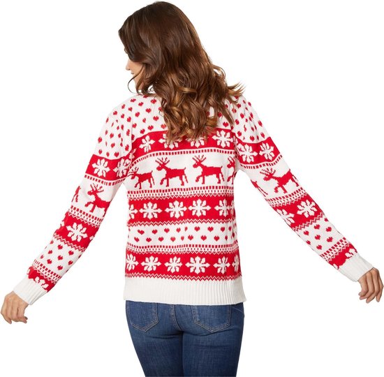 Dressforfun Weihnachtspulli Winterzauber weiß und rot für Damen XXL - kostüm kostüm halloween verkleiden partywear karneval kostüm karneval partywear - 303339