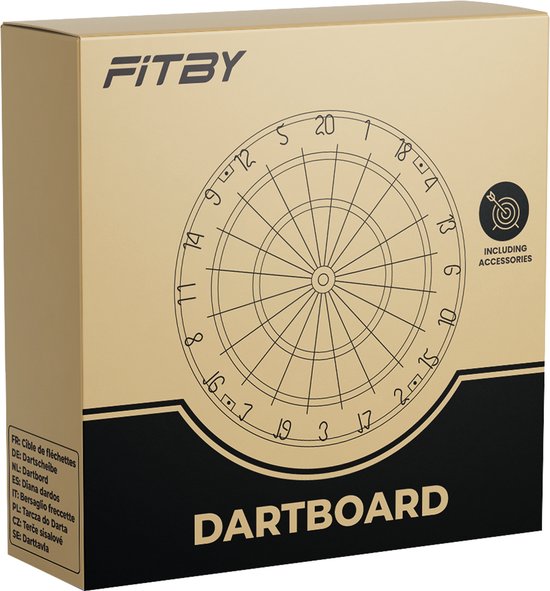 Fitby Dartboard - Dartboard Set - Darts - Dartscheibe - Darts - Inklusive Zubehör - Sisal - Flights Darts - Shafts Darts - Professional