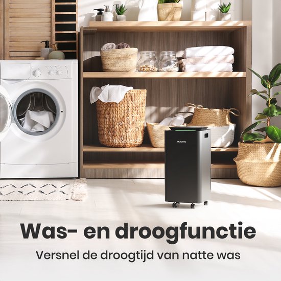 Auronic Luftentfeuchter und Luftreiniger - Pro Series - 12L pro Tag - Waschtrockenfunktion - Schlafzimmer, Badezimmer und Wohnzimmer - Feuchtigkeitsabsorber für das Haus - Schwarz