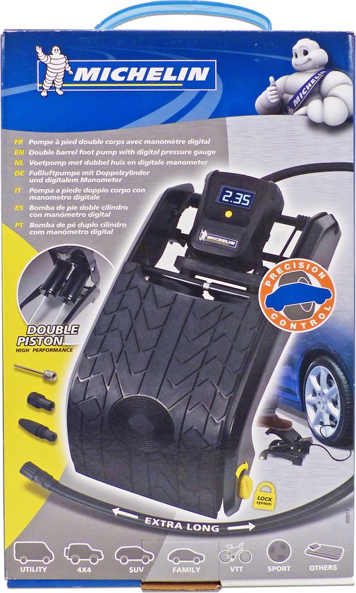 Michelin Doppelfußpumpe mit digitalem Manometer - 7 bar