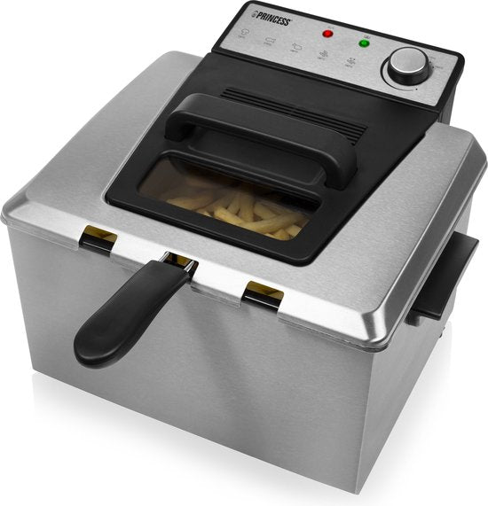 Princess Fryer 185000 - Großfritteuse - 1 großer und 2 kleine Körbe - 5 Liter - 3270W - Sichtfenster - Kaltzone - Anti-Geruchsfilter