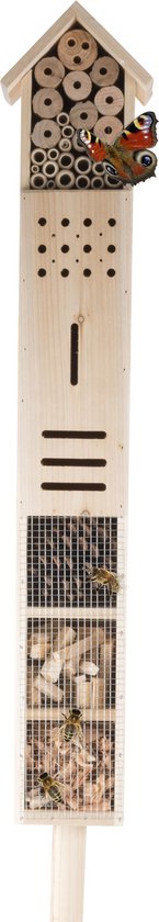 Lifetime Garden Insektenhotel - Holz - 160 x 14,5 x 10 cm - auf Stange