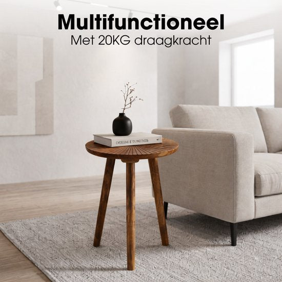 Mica Decorations Pomante Beistelltisch – Tischchen – Couchtisch aus Mangoholz – Praktisch als Pflanzentisch oder Pflanzenständer – Kleiner Couchtisch – 46 x 38 cm – Dunkelbraun