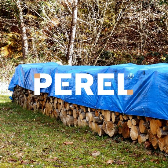 Perel-Abdeckplane, 12 Ösen, verstärkte Ecken, rechteckig, blau/grün, 70 g/m², 2 x 4 m