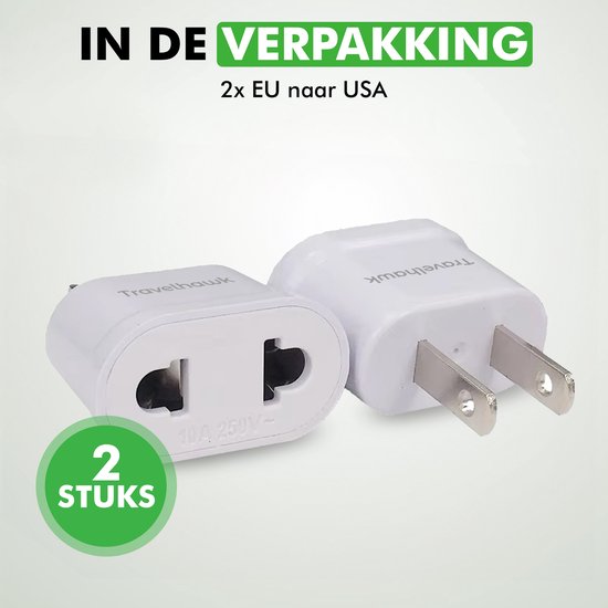 Travelhawk Reisestecker EU zu US/USA - Weltstecker - Weltstecker - Reisestecker Typ A - 2 Stück - Weiß