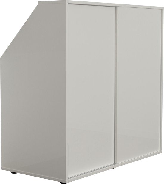 VDD - Kleiderschrank für Dachschräge - Spanplatte - 100x100x50 - 45° - Schiebetüren - Weiß