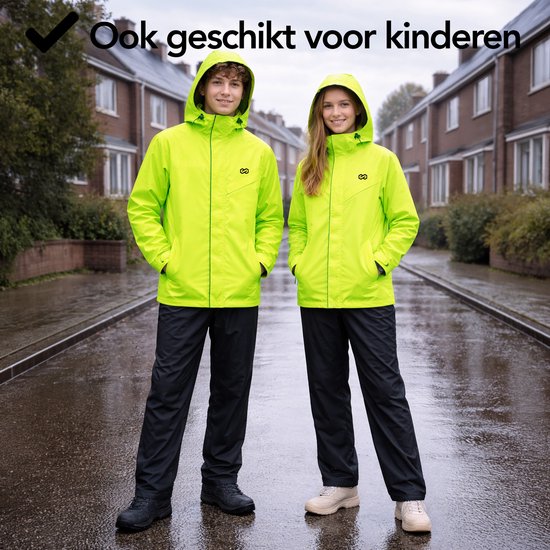 Infinity Goods Regenanzug Nikki - Damen & Herren - Größe M - Wasserdicht & Atmungsaktiv - Reflektierend - Fluo Gelb