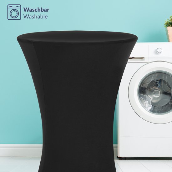 Deuba Bartable Rock Tischtuch Stretch 30°C Waschbar Ø 60 cm Schwarz