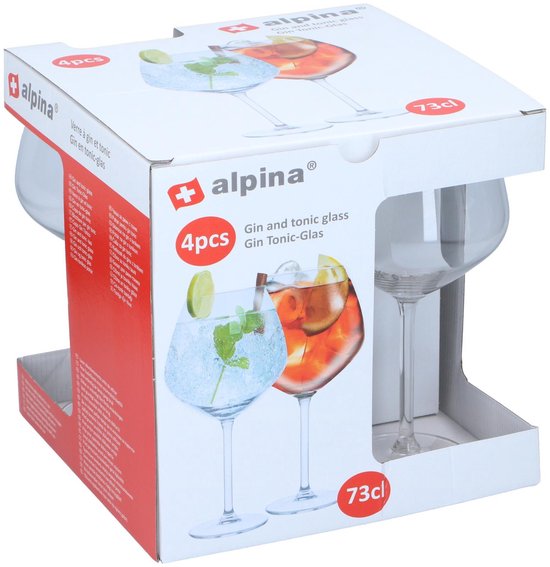 alpina Cocktailgläser, 4er-Set – Gläser für Gin Tonic, Aperol Spritz und Cocktails – Gin-Tonic-Glas 73 cl – Cocktail-Set – Glas