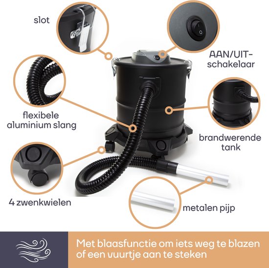 Perel Aschesauger, HEPA-Filter, Gebläsefunktion, 1200 W, 20 l