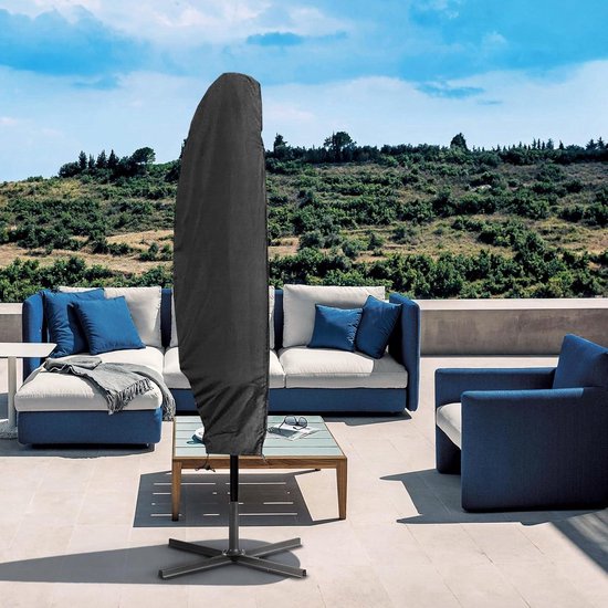 Travelhawk Sonnenschirmhülle für schwimmenden Sonnenschirm - Mit Reißverschluss und Stange - Wasser- und UV-dicht - Oxford 420D - Bis zu 400cm - Schwarz