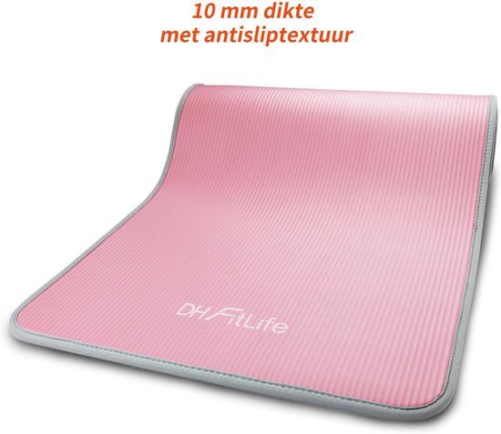 DH FitLife Trainingsmatte, Fitnessmatte, Sportmatte, 183 x 61 x 1 cm, extra reißfest, Yogamatte, rutschfest und dick, Trainingsmatte (pink)