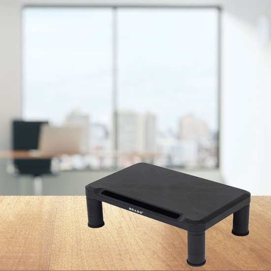 BRASQ Monitorständer Schwarz MS100 - Monitorständer für Laptop oder Display - Höhenverstellbar 38x24x11,2 cm