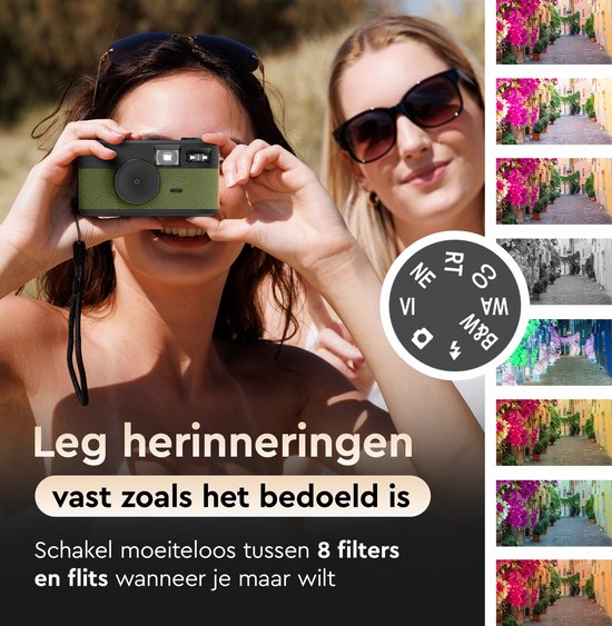 K&L Digitale Retrokamera - Bildschirmlos - Wiederaufladbar - 16.000 Fotos - Fotokamera - Vintage - Inklusive 32GB - Langlebig - Grün
