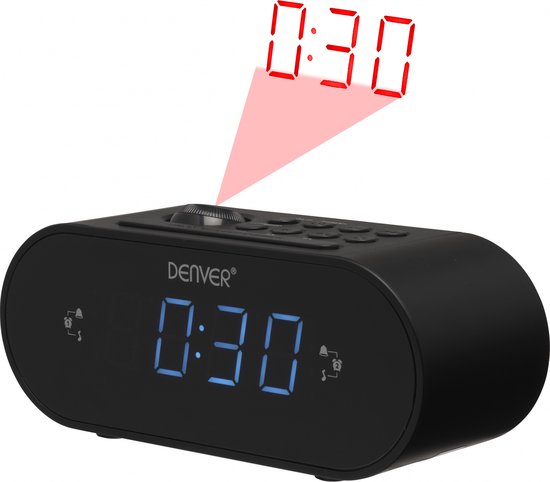Denver Radiowecker mit Projektion - FM-Radio - 180°-Projektionsuhr - Doppelweckzeit - CRP717 - Schwarz