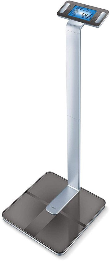 Beurer BF 1000 Superpräzisions-Personenwaage - Umfassende Körperanalyse - Säulenwaage - Beleuchtetes XXL-Display - Bis 200 kg - Kreuzmessung - 8 Elektroden - Bluetooth® - Beurer HealthManager Pro App - Inkl. Batterien - 5 Jahre Garantie