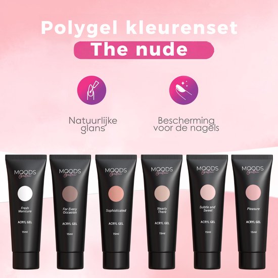 Moods Gellac - Polygel Colour Set - Nachfüllset - The Nude - 6 Farben - 15ML