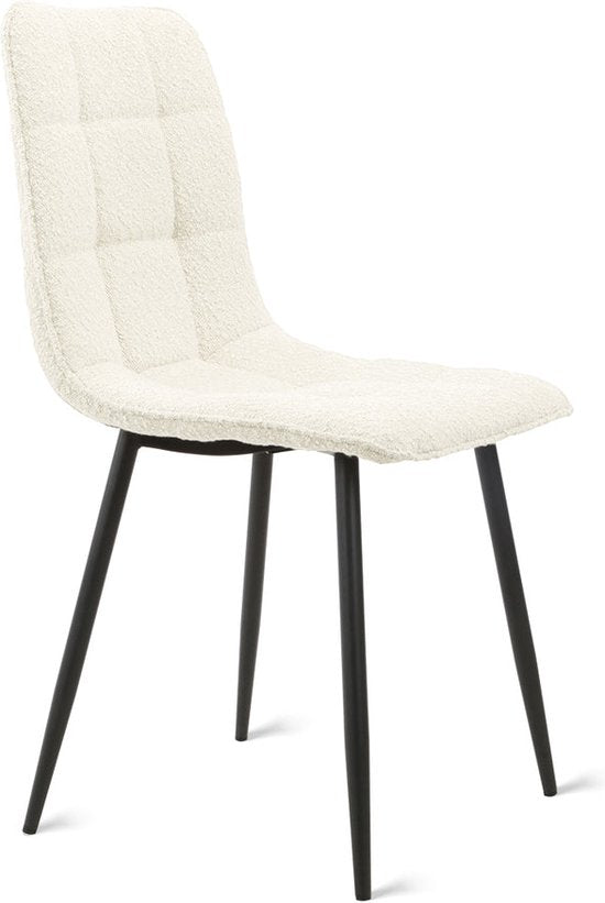 Multifurn - Esstischstuhl 'Yerevan' (Bouclé, Elfenbein, 2er Set)