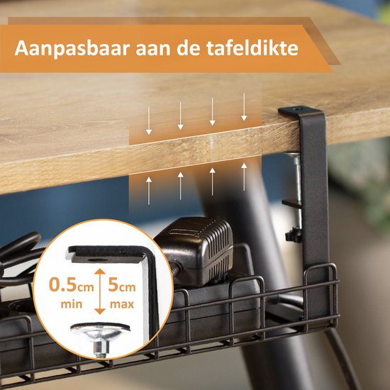 Stilemo Cable Tray Desk - Kabelhalter 38 CM - Kabelorganisator 10 KG Tragfähigkeit - Schwarz