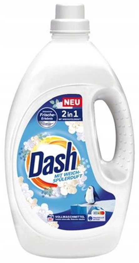 Dash 2-in-1 Weiß Flüssigwaschmittel & Weichspüler 80 Waschgänge