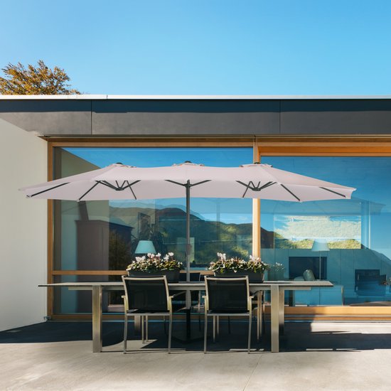 VONROC Premium Sonnenschirm Iseo - 460x270cm - Doppelter Sonnenschirm - Langlebig - UV-beständiger Stoff - Beige - Inkl. Schutzhülle