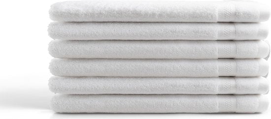 DoubleDry Hotelwaschlappen 16 x 21 cm - 6er Set - 100% Baumwolle 500 g/m2 - Weich und saugfähig - Weiß