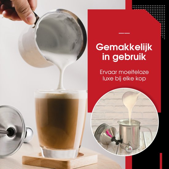 HGMD Milchaufschäumer, manuell – 400 ml – Edelstahl – Milchaufschäumer – Milchkännchen – Barista – spülmaschinenfest