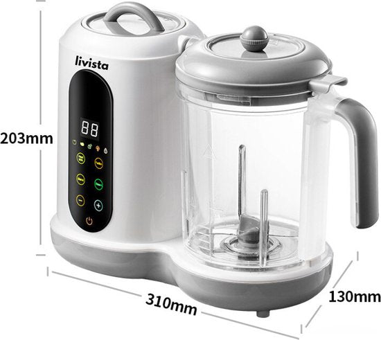 Livista® - Babymixer und Dampfgarer - Großes Fassungsvermögen - Babynahrungsmaschine - Dämpfen, Mixen und Erhitzen - für gesunde Babynahrung