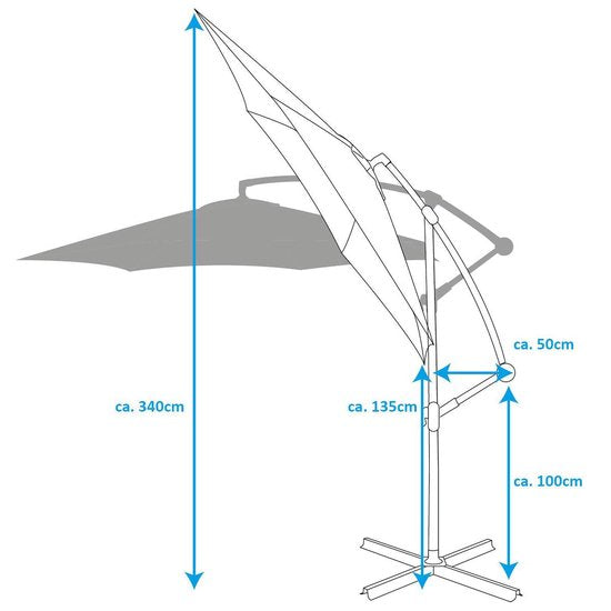 Lifetime Garden Floating Parasol mit Fuß - Sonnenschirm kippbar - ⌀300 x 300 cm - Balkon Sonnenschirm mit Tilt-Up System - Einstellbar bis 3 Meter Höhe - Champagner Sonnenschirm