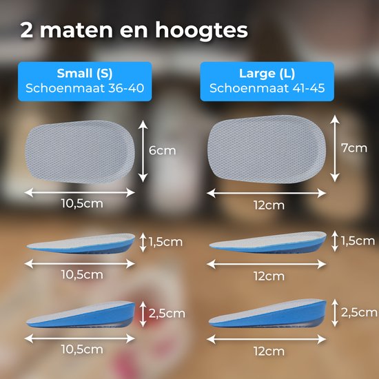 Nuvance Einlegesohlen - 2.5cm Fersenverstärker - Fersenpolster - 2 Stück - Größe 36-40 - Männer & Frauen - Ferseneinlagen - Blau