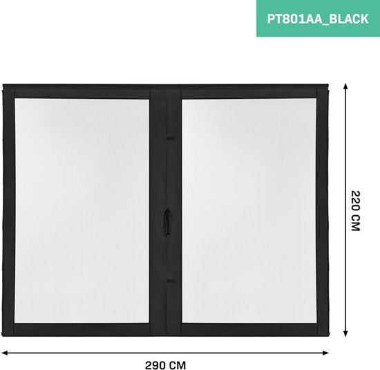 VONROC Seitenwände mit Moskitonetz - Für Premium Partyzelt PT501XX - 50+ UV Schutz - Schwarz