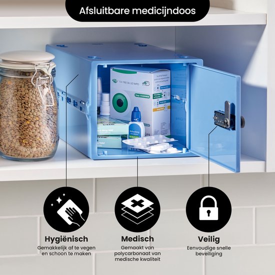 Lockabox One™ Aufbewahrungsbox mit Zahlenschloss - Abschließbarer Medizinschrank - Polycarbonat-Tresor - kühlschrank- und gefrierschrankgeeignet - 10,5 Liter - 31 x 21 x 17 cm