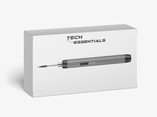 Tech Essentials Kabelloses Lötkolben - 8W - USB-C - Mit Dose - Kit - Feinlöten - Stift - Batterie - Lötset - Löten - Grau
