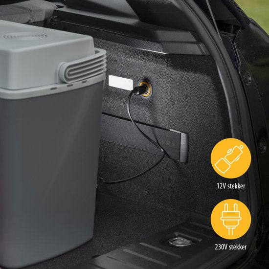Tristar Coolbox KB-7424 - Kühlbox 22 Liter - Leichtgewicht mit Tragegriff - Thermoelektrisches Kühlsystem - Mit 12V Stecker für unterwegs und im Auto - Umrüstbar auf 230V Netzstecker - Grau