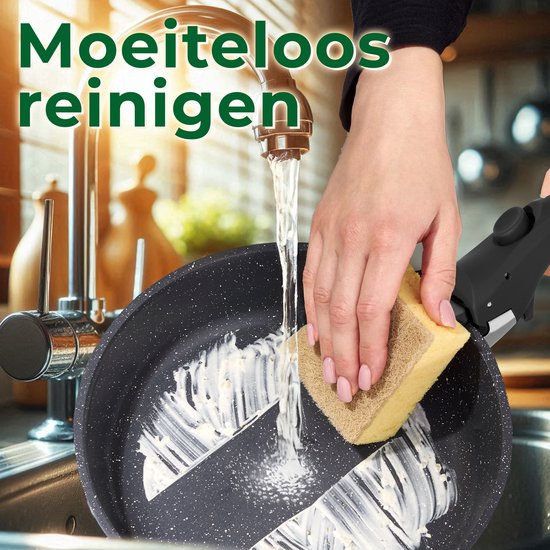 Just Perfecto 11-teiliges Induktionspfannenset - Abnehmbarer Griff - Pfannenset mit Deckel für alle Wärmequellen - Pfannen ohne PFOA - PFAS