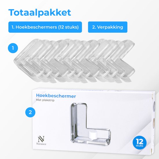 Nuvance - Eckschoner Baby - 12 Stück - Eckschoner mit starkem Stoßfänger - Eckschoner für den Tisch - Tisch-Eckschoner für Kinder - Eckschutz - Transparent