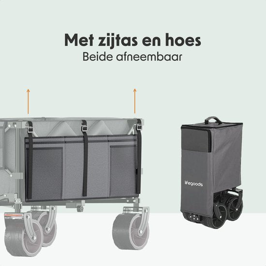 LifeGoods Wagon - XL - faltbar - 200L - 100KG Tragfähigkeit - Grau