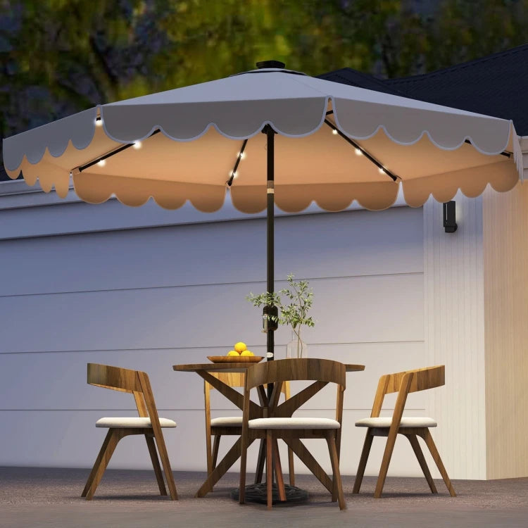 Coast Garden Parasol mit Solar LED - Kippbarer Sonnenschirm mit Pendel und 8 Rippen