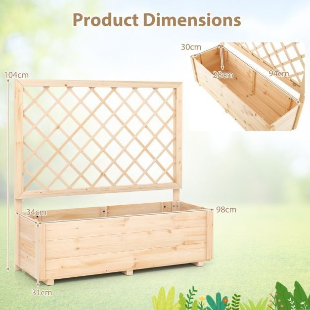Coast Hochbeet mit Klettergitter – Gemüsegartenbeet aus Holz 98 x 34 x 104 cm – Naturfarben